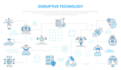 disruptive technology concept with icon set template banner with modern blue color style