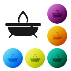 Poster - Black Aroma candle icon isolated on white background. Set icons in color circle buttons. Vector