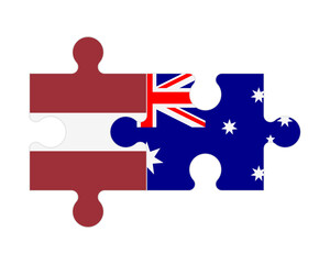 Wall Mural - Puzzle of flags of Latvia and Australia, vector