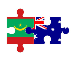 Puzzle of flags of Mauritania and Australia, vector