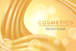 Gold silk fabric for cosmetic product 3d vector background. Can be used for product background