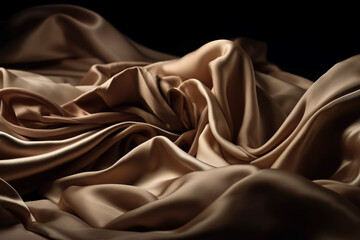 Silky or silk texture fabric material wallpaper background texture. Luxury satin flowing velvet cloth pattern. AI generated