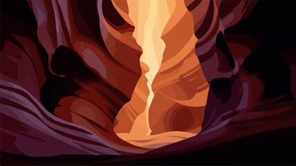 Wall Mural - Antelope canyon. US national park. Vector art illustration of curves in the rock. Wave pattern. Landscape desert sandstone. Valley in arizona. Tourism, holiday destination. Traveling in north america