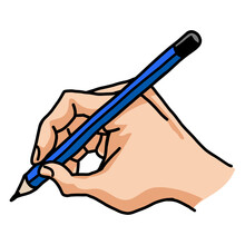 Hand Holding Pencil Writer Writing Vector Illustration Drawing