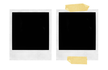 Empty Polaroid photo frames on transparent background