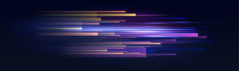 Poster - Abstract green blue wave light effect in perspective vector illustration. Magic luminous azure glow design element on dark background