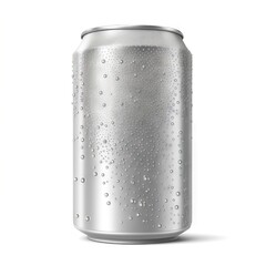 Canvas Print - Shiny silver aluminum cans mockup in small drops of water, created with generative ai