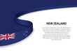 Wave flag of New Zealand with copyspace background.
