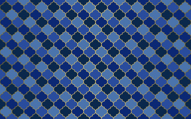 Wall Mural - luxury blue and gold moroccan seamless pattern. vector background for prints.