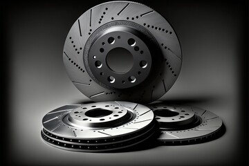 Sticker - Durable metal car brake discs for brake system, created with generative ai