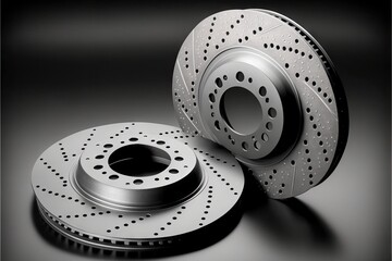 Sticker - Lying on top of each other brake discs for replacement in braking system of vehicle, created with generative ai