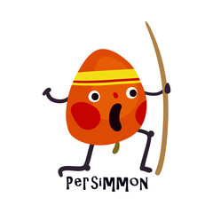 Canvas Print - Cartoon Persimmon Illustration