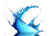 白い背景の青色の波と水しぶきGenerative AI