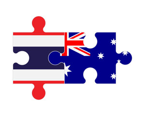 Puzzle of flags of Thailand and Australia, vector