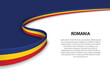 Wave flag of Romania with copyspace background