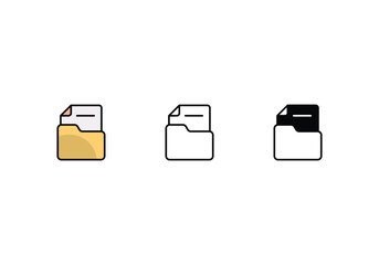 Poster - folder icons set with 3 styles, vector stock illustration