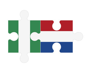 Wall Mural - Puzzle of flags of Nigeria and Netherlands, vector