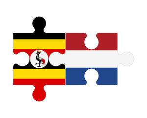 Wall Mural - Puzzle of flags of Uganda and Netherlands, vector