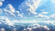 Heavenly Manga Magic: Blue Sky with Clouds in Comic Style. Generative AI