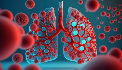 3d rendered medically accurate illustration of lung cancer, Lung cancer diagnosis and Human lungs disease. Lung Cancer or Pneumonia, Anatomy, healthcare or medicine concept , Generate Ai