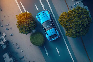 Canvas Print - Parking car on empty road on street, aerial view car parking, created with generative ai