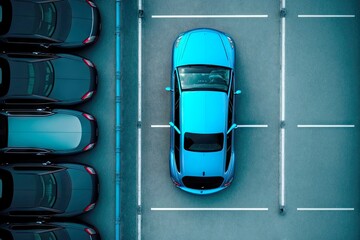 Canvas Print - Cars for sale in parking lot, aerial view car parking, created with generative ai