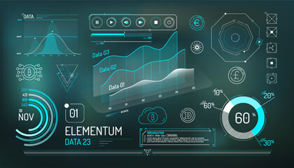 Wall Mural - Set of infographic elements about cryptocurrency and financial data management.