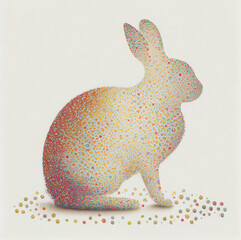 Wall Mural - Surreal abstract pointillism painting of rabbit as illustration of Easter bunny in paint splashes generative AI art	
