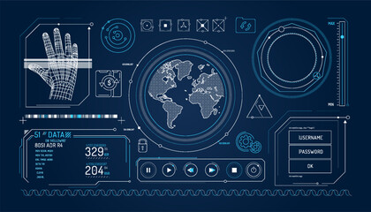 Wall Mural - set of infographic elements about global transactions and e-commerce security.