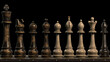 Wooden chess pieces on a chessboard against a dark background.  ai generated artwork