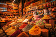 © Nilima - The colorful and exotic spice markets of Istanbul in Turkey offer a vibrant and sensory summer travel background, with aromatic spices, handmade textiles, and traditional crafts