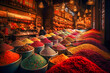 © Nilima - The colorful and exotic spice markets of Istanbul in Turkey offer a vibrant and sensory summer travel background, with aromatic spices, handmade textiles, and traditional crafts
