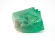 green calcite crystal mineral isolted with white background