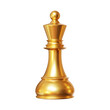 3d gold chess piece king or queen on isolated background. Chess Strategy for Business Leadership and Team Success Concepts. 3d rendering illustration.