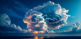 Fototapeta Panele - Cloud Network Solution computing big data center, futurist infrastructure generative ai digital concept illustration designing machine gadgets,