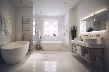 Wall Mural - Luxury apartment bathroom interior design by generative ai