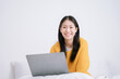 © NINENII - woman using laptop play social.