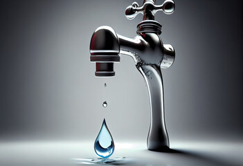 Wall Mural - faucet with water drop