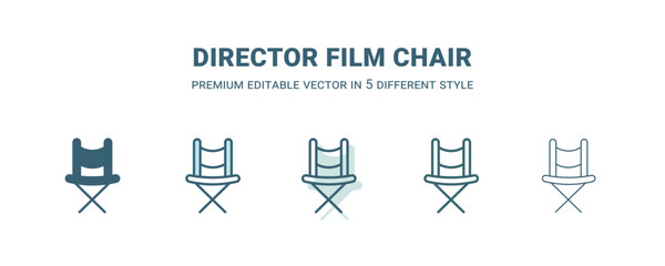 Canvas Print - director film chair icon in 5 different style. Outline, filled, two color, thin director film chair icon isolated on white background. Editable vector can be used web and mobile