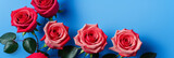 Fototapeta  - Illustration of a bouquet of red roses against a blue background created with Generative AI technology