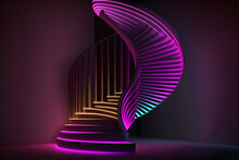 Staircase illustration with colored led lines, abstract