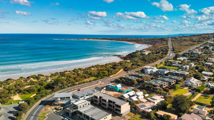 Wall Mural - Aerial view of Torquay Beach along the Great Ocean Road, Australia