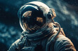Astronaut in helmet in outer space