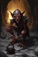 Sticker - Fantasy RPG black demon goblin illustration, created with generative ai