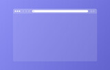 Fototapeta Zachód słońca - Transparent browser window on blue and violet background. Window internet browser with toolbar and search bar. Blank screen website mockup. Template design for ui, ux, app. Vector illustration