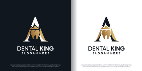 Wall Mural - dental logo design vector with letter A concept premium vector