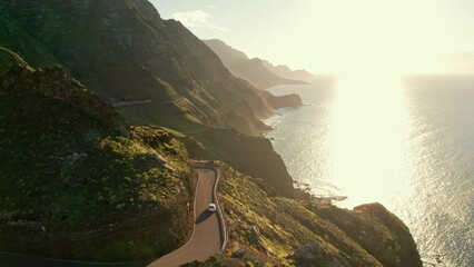Wall Mural - Coastline road at sunset on Gran Canaria Island, Canary Islands, Spain