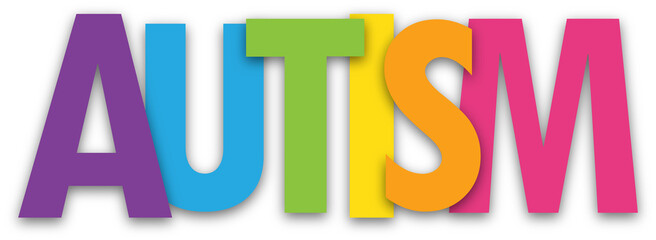 AUTISM colorful typography banner on transparent background