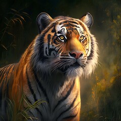 Wall Mural - Tiger portrait. Generative AI