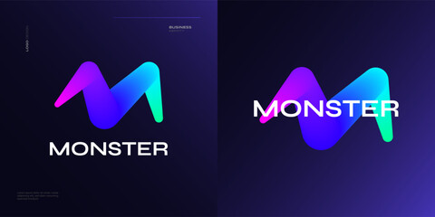 Wall Mural - Bold and Vibrant Letter M Logo Design with Colorful Gradient Concept. M Logo with Blend Style